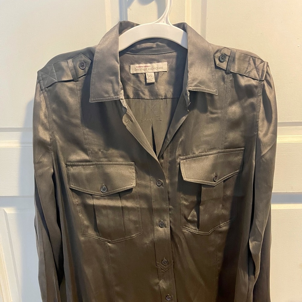 Grey 100% Silk Blouse